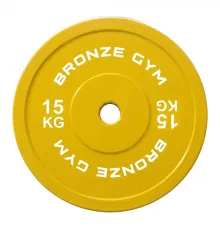 Диск калиброванный BRONZE GYM для пауэрлифтинга желтый 15 кг
